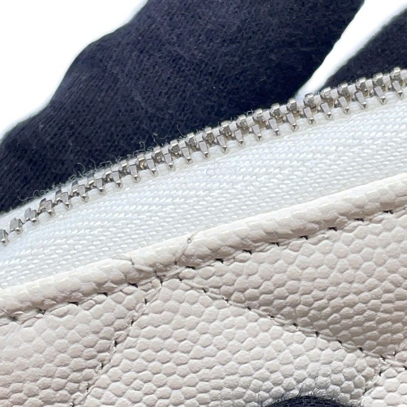 シャネル 長財布 クラシック ロング ジップ ウォレット ココマーク キャビアスキン キルティング AP0242 CHANEL マトラッセ 白