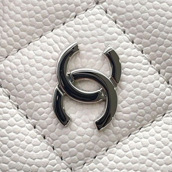 シャネル 長財布 クラシック ロング ジップ ウォレット ココマーク キャビアスキン キルティング AP0242 CHANEL マトラッセ 白