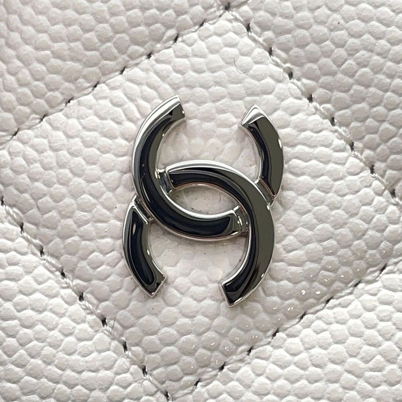 シャネル 長財布 クラシック ロング ジップ ウォレット ココマーク キャビアスキン キルティング AP0242 CHANEL マトラッセ 白