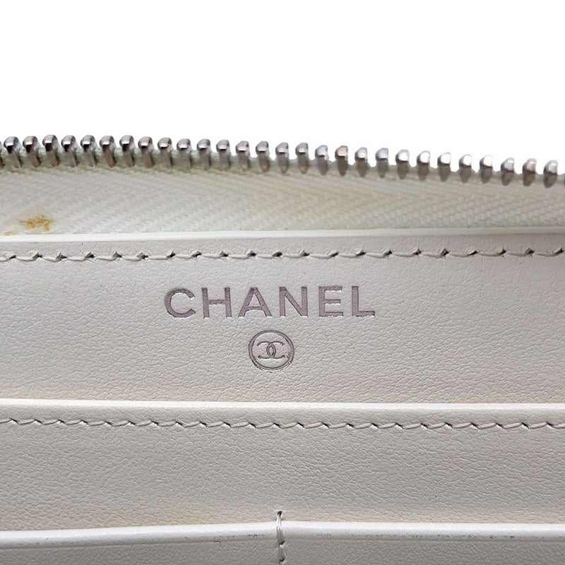 シャネル 長財布 クラシック ロング ジップ ウォレット ココマーク キャビアスキン キルティング AP0242 CHANEL マトラッセ 白