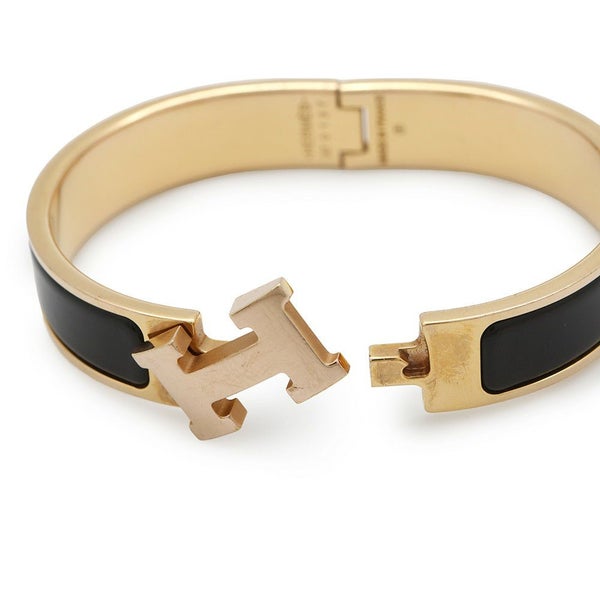 エルメス ブレスレット クリック H クリッククラックPM ブラック/ゴールド金具/ピンクゴールド金具 HERMES 黒
