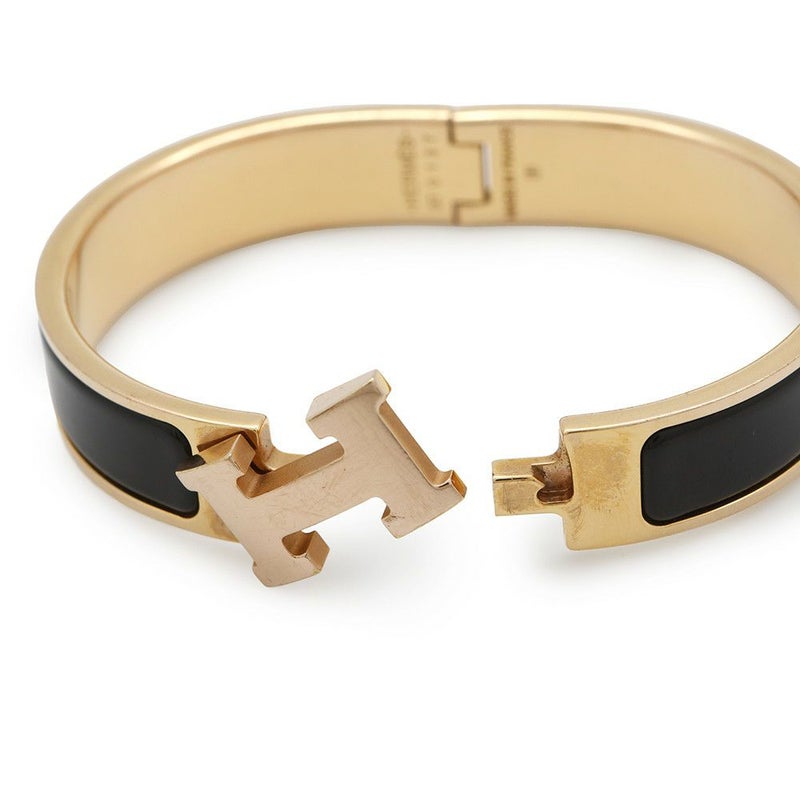 エルメス ブレスレット クリック H クリッククラックPM ブラック/ゴールド金具/ピンクゴールド金具 HERMES 黒