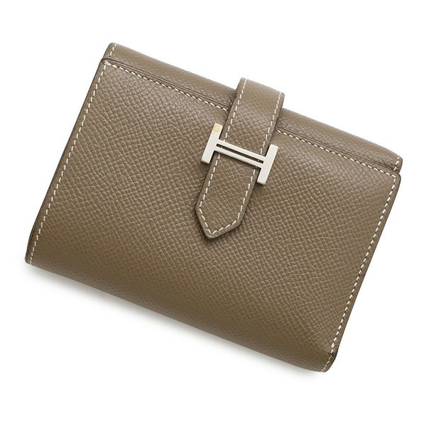 エルメス 三つ折り財布 ベアンコンビネ エトゥープ/シルバー金具 エプソン W刻印 HERMES 財布