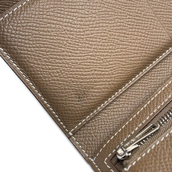 エルメス 三つ折り財布 ベアンコンビネ エトゥープ/シルバー金具 エプソン W刻印 HERMES 財布