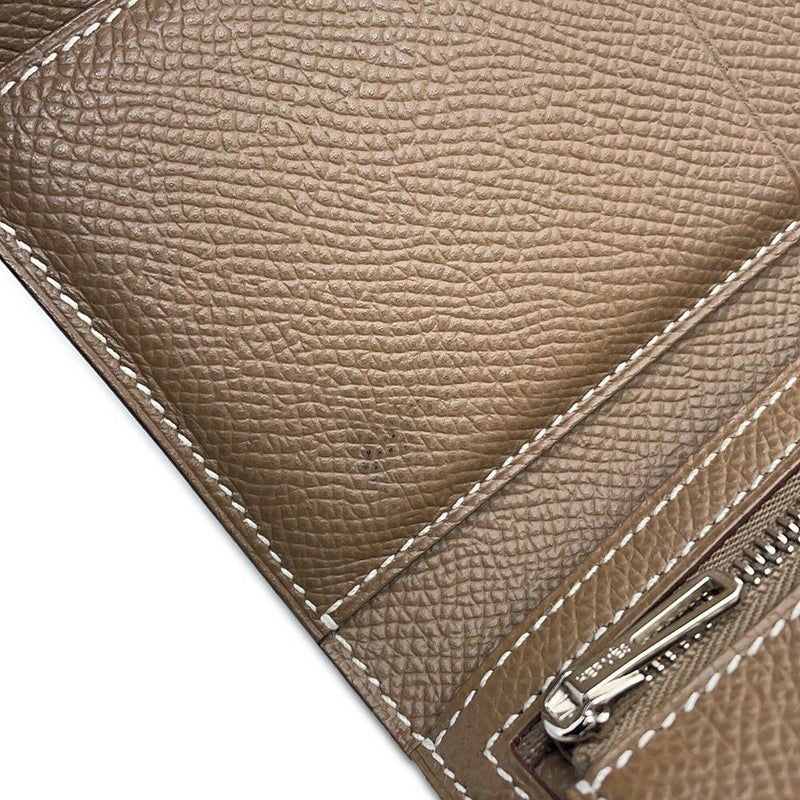 エルメス 三つ折り財布 ベアンコンビネ エトゥープ/シルバー金具 エプソン W刻印 HERMES 財布