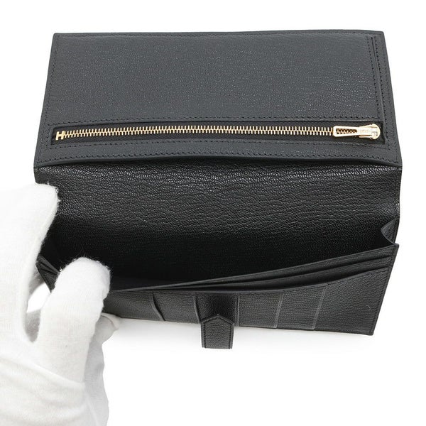 エルメス 長財布 ベアンスフレ ブラック/ゴールド金具 シェブルミゾル U刻印 財布 シェーブル 黒