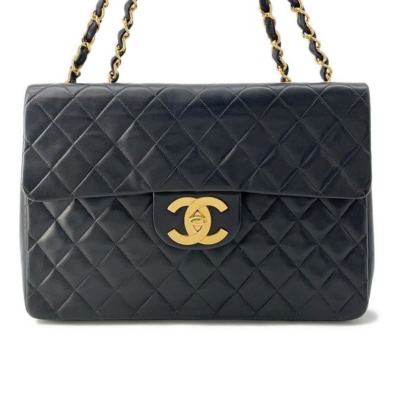 シャネル チェーンショルダーバッグ デカマトラッセ34 ココマーク ラムスキン A01094 CHANEL 黒