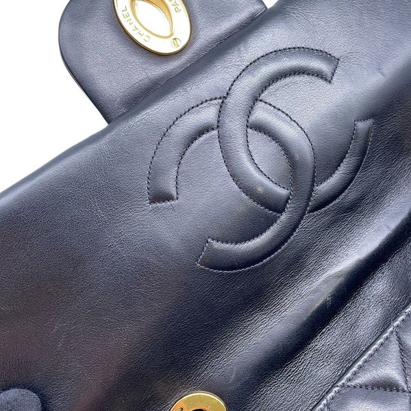 シャネル チェーンショルダーバッグ デカマトラッセ34 ココマーク ラムスキン A01094 CHANEL 黒