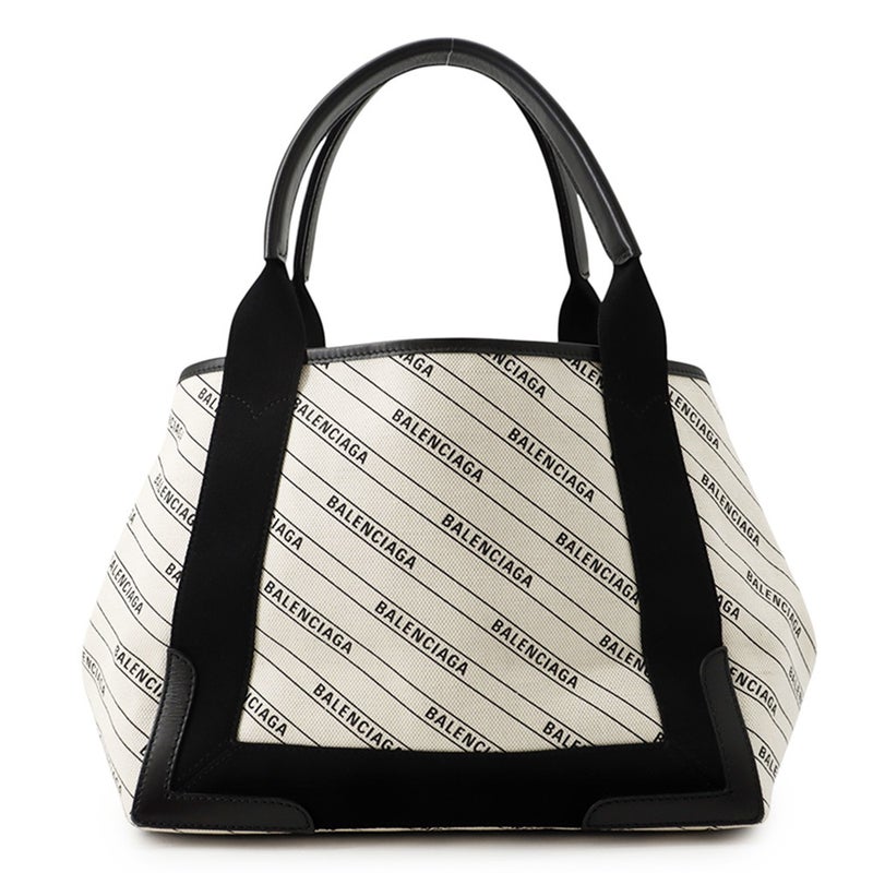バレンシアガ トートバッグ ネイビーカバス S ポーチ付 339933 BALENCIAGA 白 黒