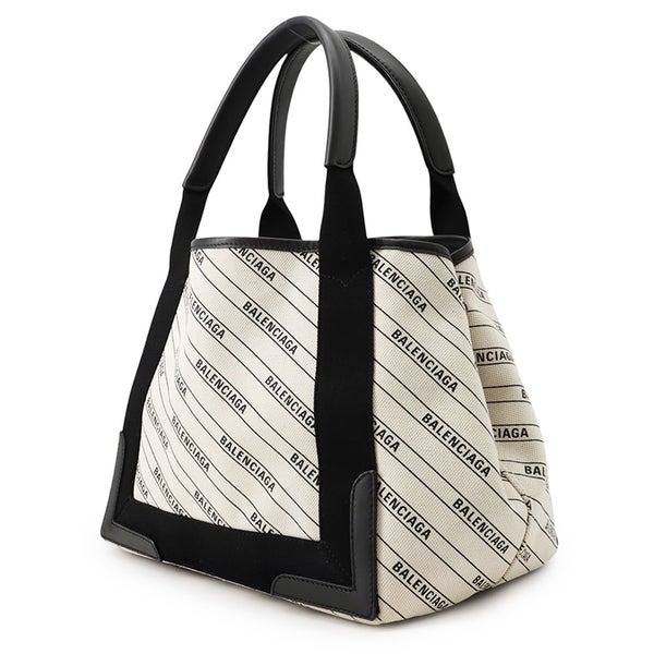 バレンシアガ トートバッグ ネイビーカバス S ポーチ付 339933 BALENCIAGA 白 黒
