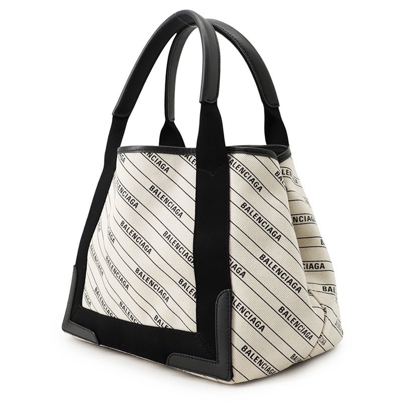 バレンシアガ トートバッグ ネイビーカバス S ポーチ付 339933 BALENCIAGA 白 黒