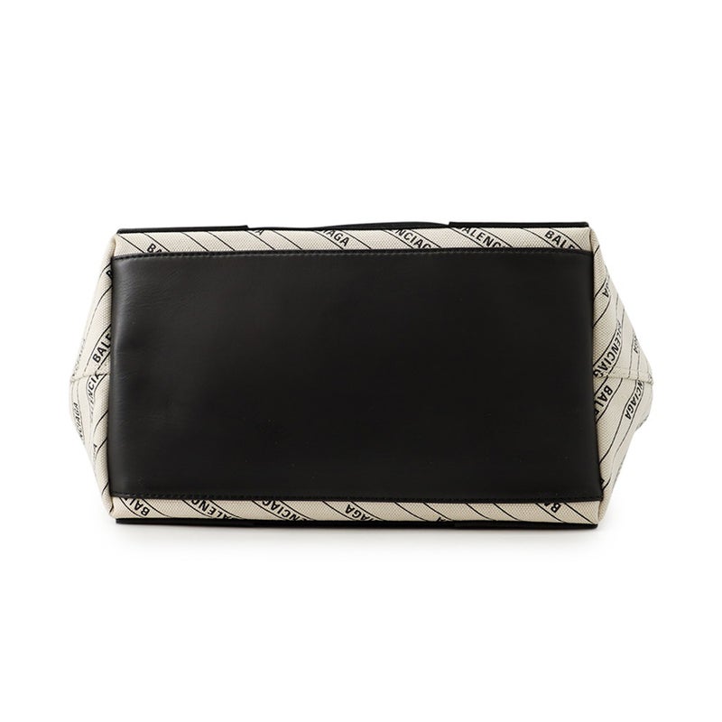バレンシアガ トートバッグ ネイビーカバス S ポーチ付 339933 BALENCIAGA 白 黒