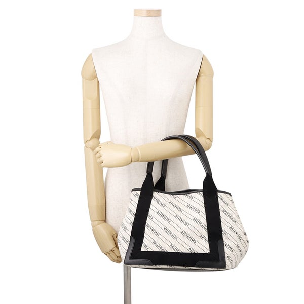 バレンシアガ トートバッグ ネイビーカバス S ポーチ付 339933 BALENCIAGA 白 黒