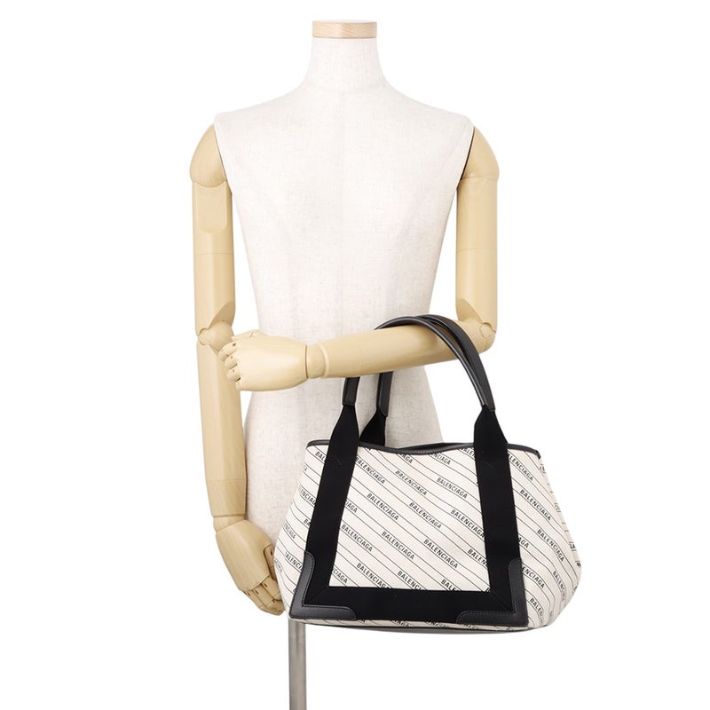 バレンシアガ トートバッグ ネイビーカバス S ポーチ付 339933 BALENCIAGA 白 黒