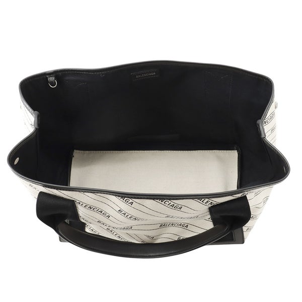 バレンシアガ トートバッグ ネイビーカバス S ポーチ付 339933 BALENCIAGA 白 黒