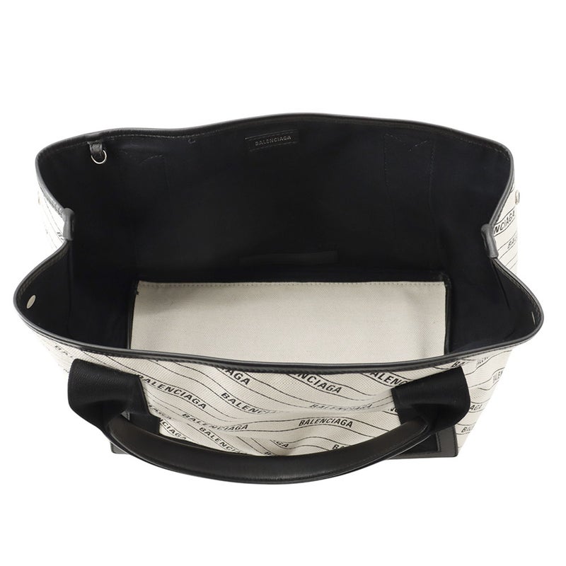 バレンシアガ トートバッグ ネイビーカバス S ポーチ付 339933 BALENCIAGA 白 黒