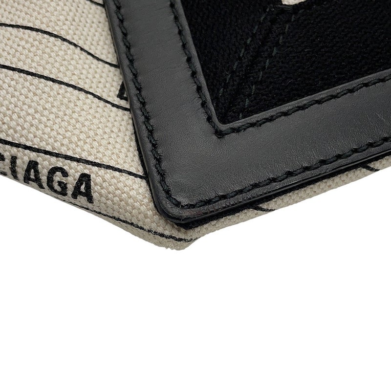 バレンシアガ トートバッグ ネイビーカバス S ポーチ付 339933 BALENCIAGA 白 黒