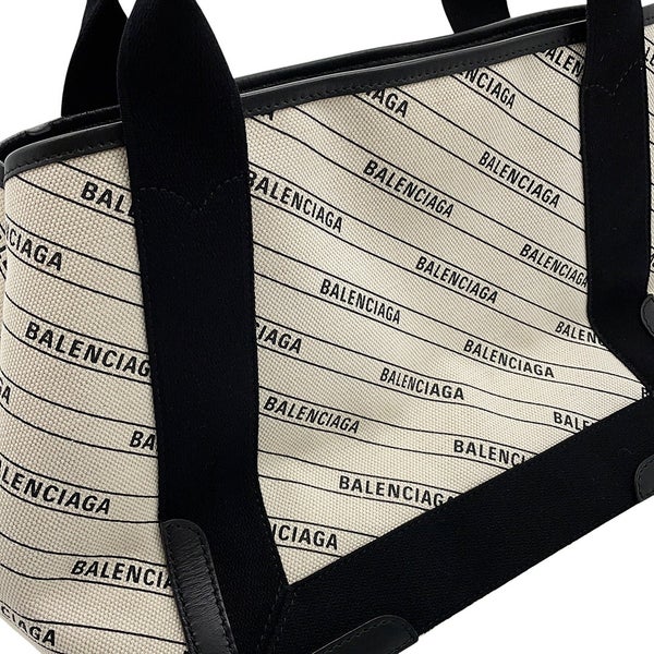 バレンシアガ トートバッグ ネイビーカバス S ポーチ付 339933 BALENCIAGA 白 黒