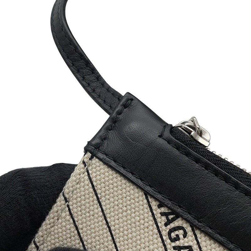 バレンシアガ トートバッグ ネイビーカバス S ポーチ付 339933 BALENCIAGA 白 黒