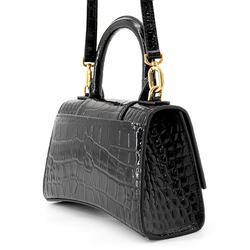 バレンシアガ ハンドバッグ アワーグラス XS 型押しレザー 592833 BALENCIAGA 2wayショルダーバッグ 黒