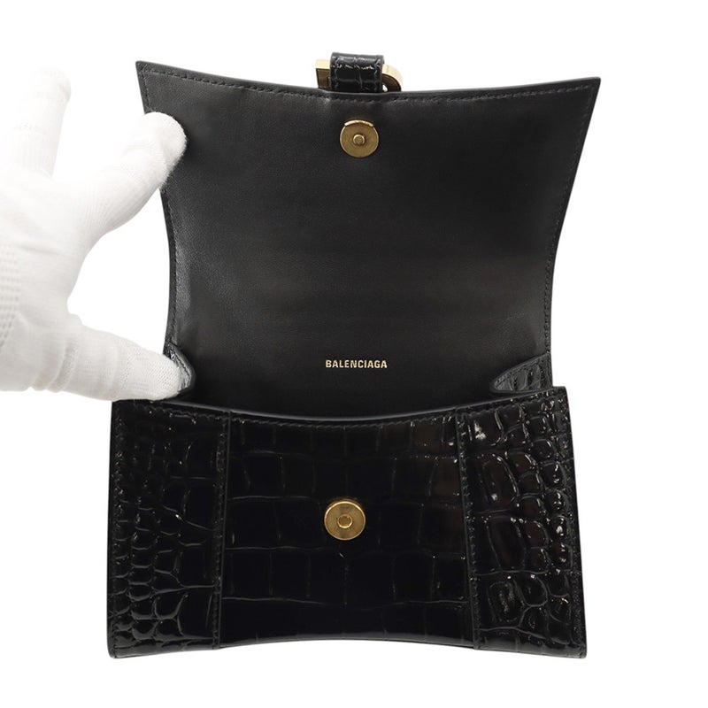 バレンシアガ ハンドバッグ アワーグラス XS 型押しレザー 592833 BALENCIAGA 2wayショルダーバッグ 黒