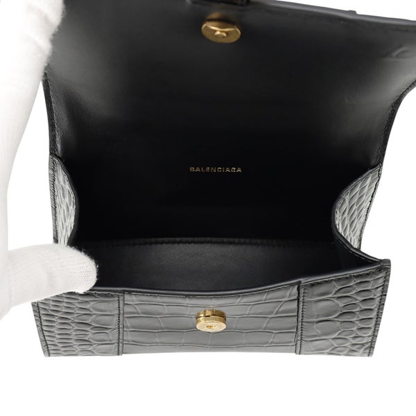 バレンシアガ ハンドバッグ アワーグラス XS 型押しレザー 592833 BALENCIAGA 2wayショルダーバッグ 黒