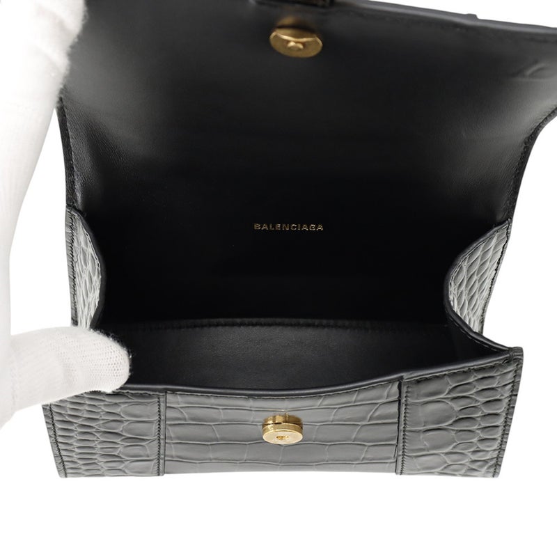 バレンシアガ ハンドバッグ アワーグラス XS 型押しレザー 592833 BALENCIAGA 2wayショルダーバッグ 黒