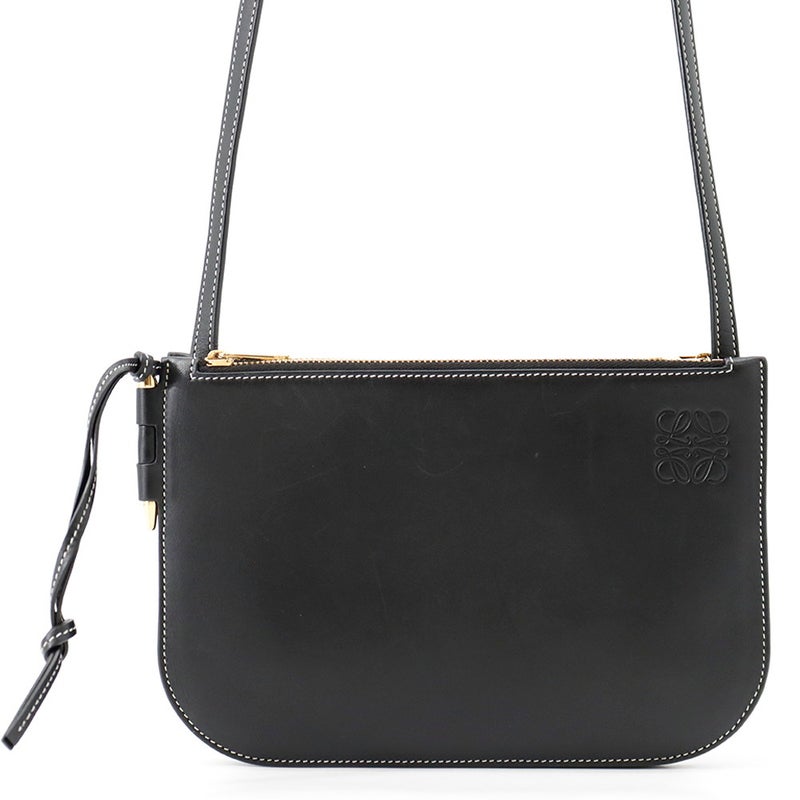 ロエベ ショルダーバッグ ゲート ダブルジップ ポーチ 113.54.Z43 LOEWE バッグ 黒