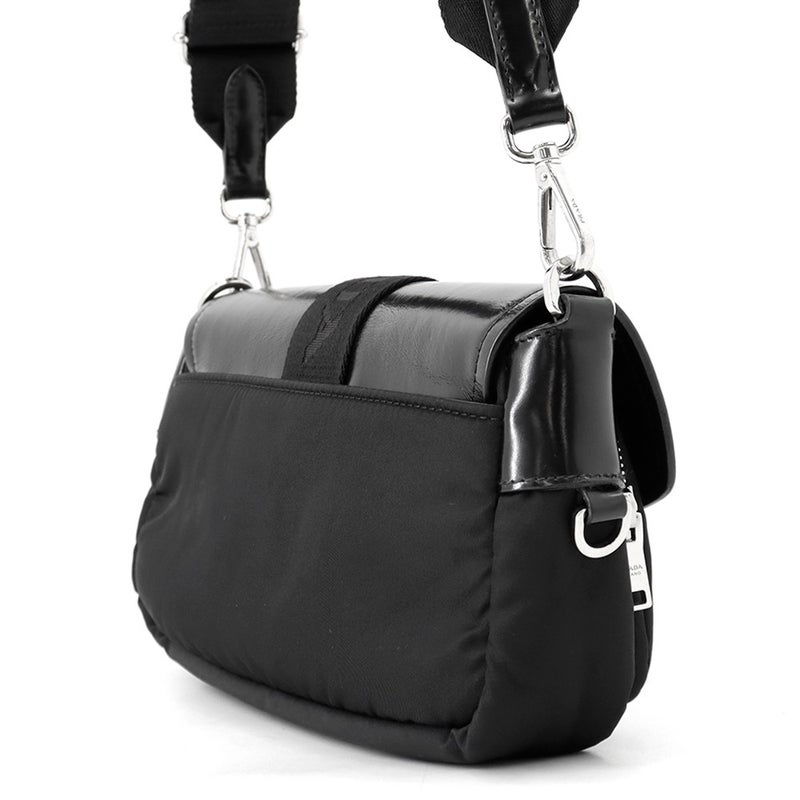 プラダ ショルダーバッグ Re-Nylon ナイロン ブラッシュドレザー 1BD295 PRADA 黒