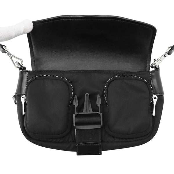 プラダ ショルダーバッグ Re-Nylon ナイロン ブラッシュドレザー 1BD295 PRADA 黒