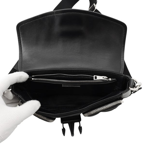 プラダ ショルダーバッグ Re-Nylon ナイロン ブラッシュドレザー 1BD295 PRADA 黒