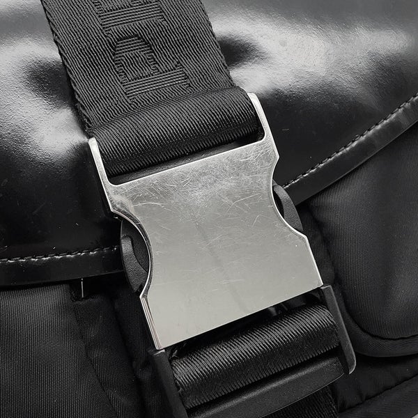 プラダ ショルダーバッグ Re-Nylon ナイロン ブラッシュドレザー 1BD295 PRADA 黒