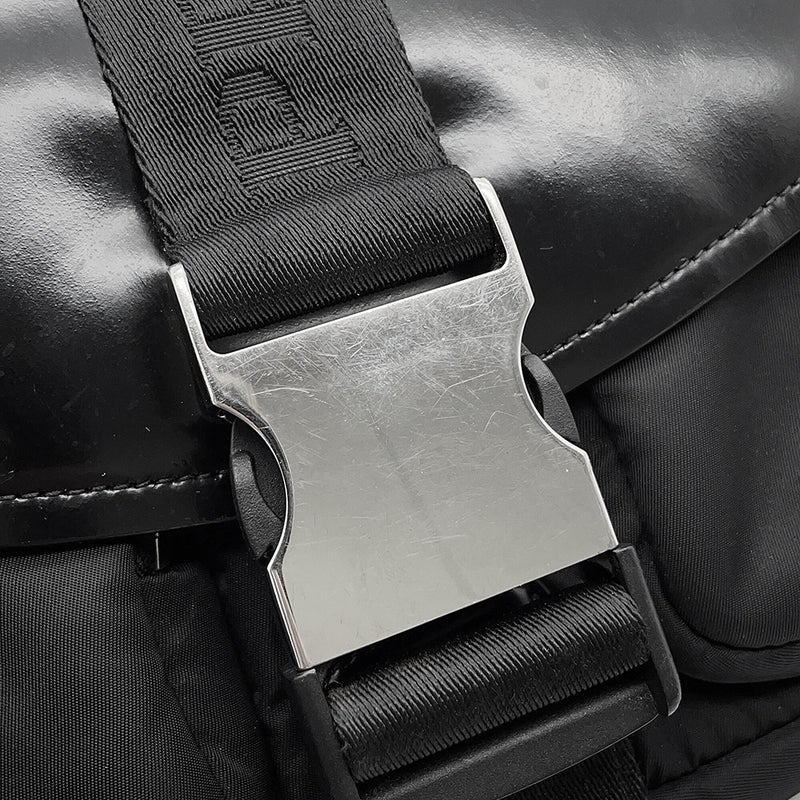 プラダ ショルダーバッグ Re-Nylon ナイロン ブラッシュドレザー 1BD295 PRADA 黒