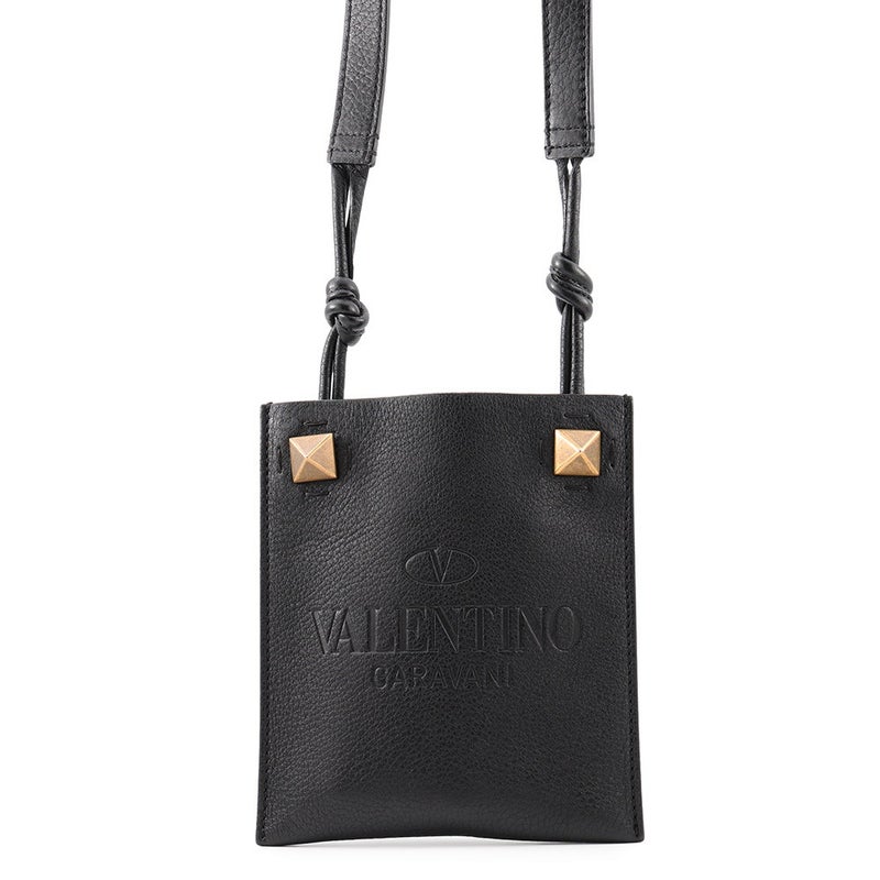 ヴァレンティノ・ガラヴァーニ ショルダーポーチ ロゴ レザー VALENTINO バッグ 黒