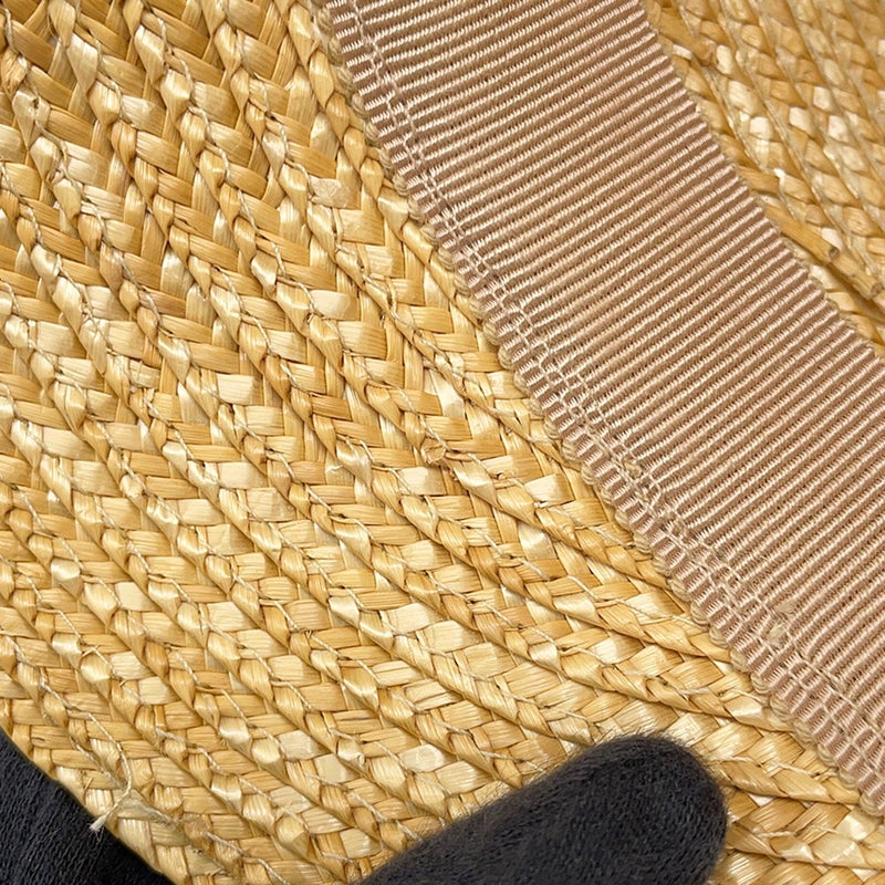 ミュウミュウ キャップ ストローキャップ ストロー シルク サイズM Miu Miu チェック 帽子 白
