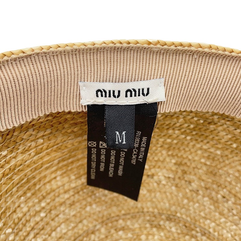 ミュウミュウ キャップ ストローキャップ ストロー シルク サイズM Miu Miu 花柄 帽子