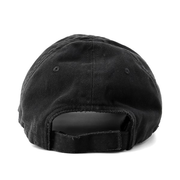 バレンシアガ キャップ ロゴ ダメージ ベースボールキャップ コットン サイズL BALENCIAGA 帽子 黒