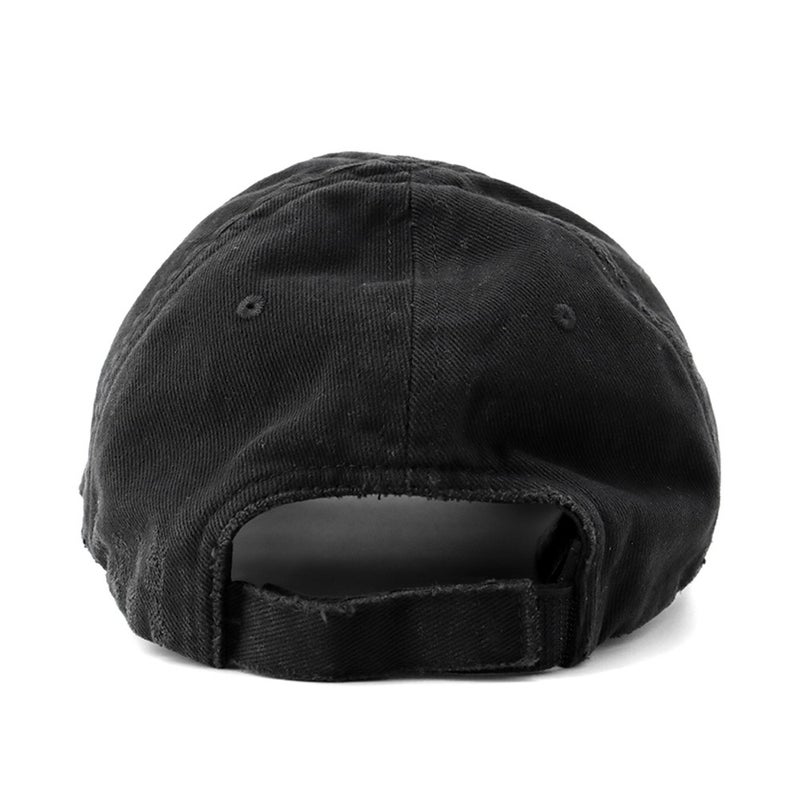 バレンシアガ キャップ ロゴ ダメージ ベースボールキャップ コットン サイズL BALENCIAGA 帽子 黒
