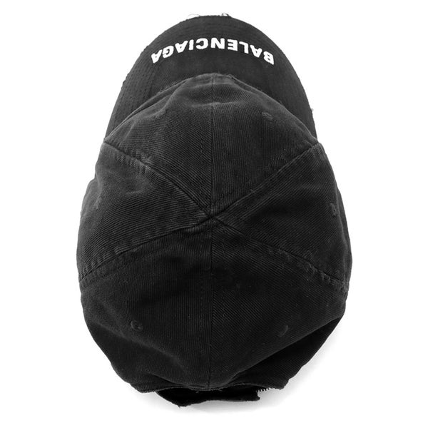 バレンシアガ キャップ ロゴ ダメージ ベースボールキャップ コットン サイズL BALENCIAGA 帽子 黒
