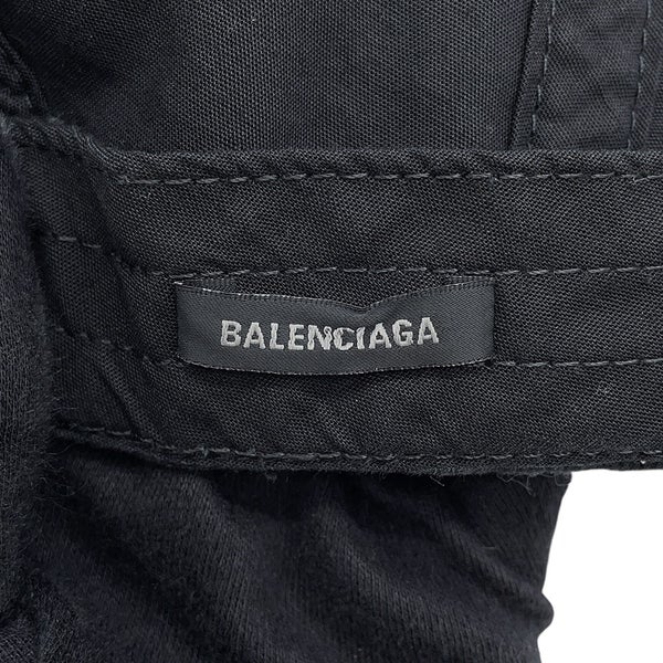 バレンシアガ キャップ ロゴ ダメージ ベースボールキャップ コットン サイズL BALENCIAGA 帽子 黒