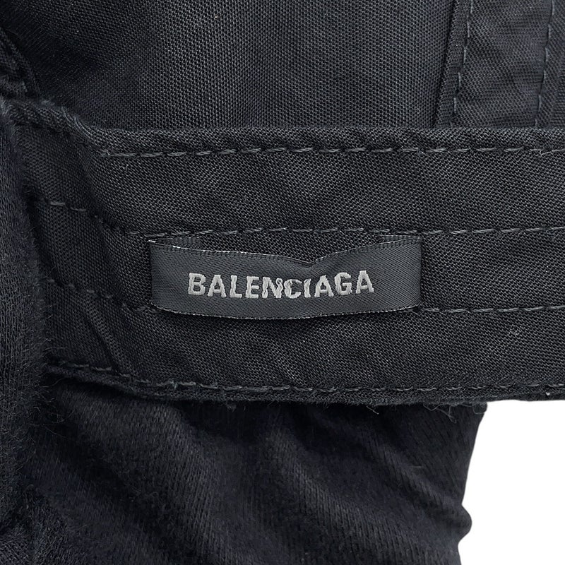 バレンシアガ キャップ ロゴ ダメージ ベースボールキャップ コットン サイズL BALENCIAGA 帽子 黒