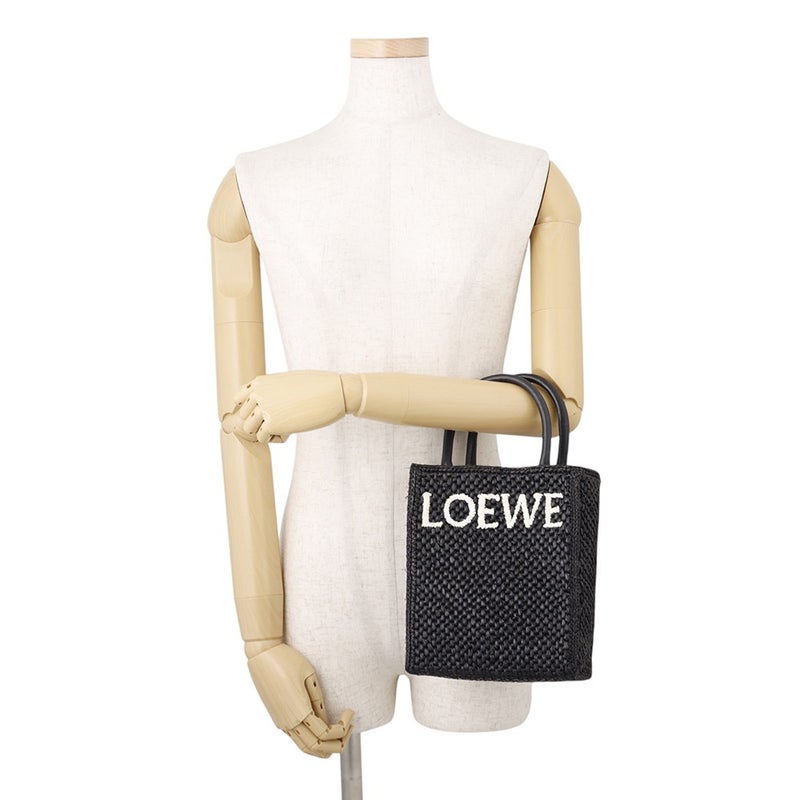 ロエベ ハンドバッグ スタンダード A5トート ラフィア/レザー A563S30X09 LOEWE 2wayショルダーバッグ 黒