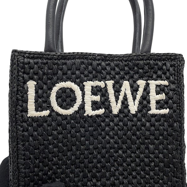 ロエベ ハンドバッグ スタンダード A5トート ラフィア/レザー A563S30X09 LOEWE 2wayショルダーバッグ 黒