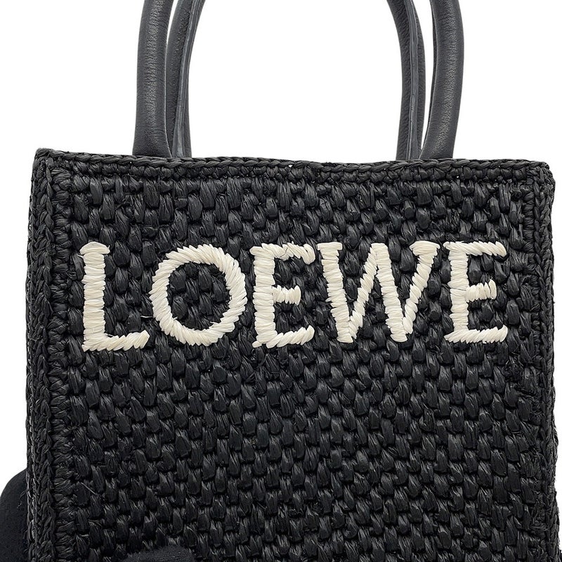 ロエベ ハンドバッグ スタンダード A5トート ラフィア/レザー A563S30X09 LOEWE 2wayショルダーバッグ 黒
