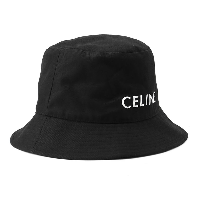 セリーヌ ハット ロゴ コットン 2AUO4968P サイズ L CELINE 帽子 黒 白