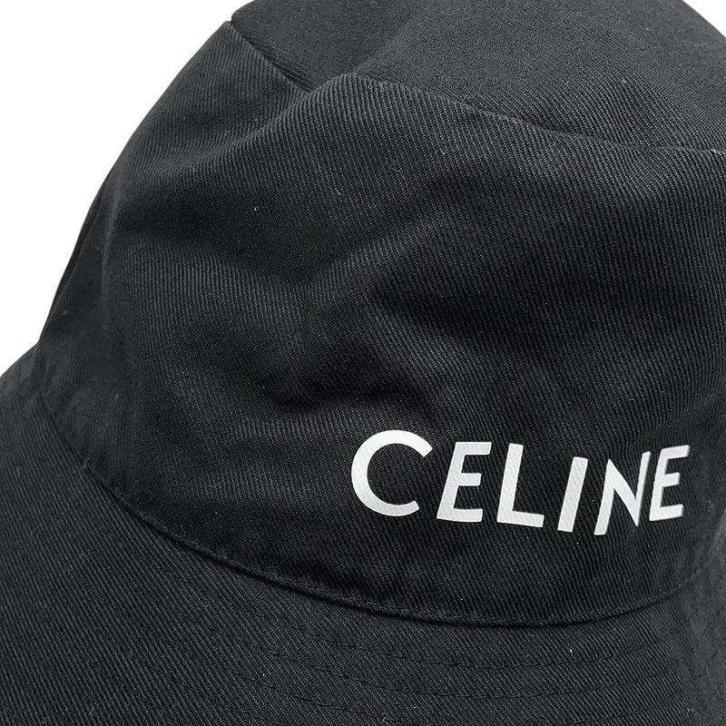 セリーヌ ハット ロゴ コットン 2AUO4968P サイズ L CELINE 帽子 黒 白