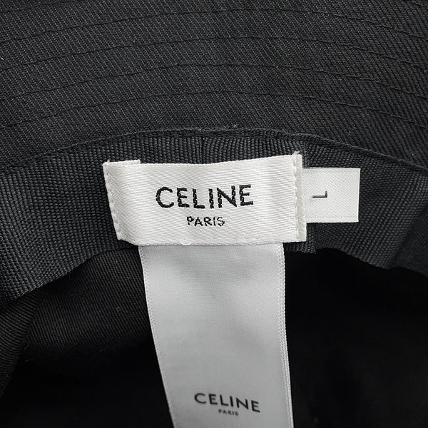 セリーヌ ハット ロゴ コットン 2AUO4968P サイズ L CELINE 帽子 黒 白