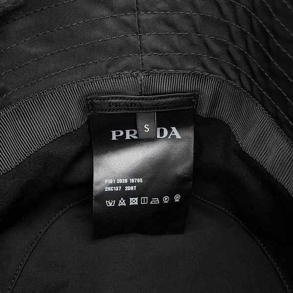 プラダ バケットハット Re-Nylon ロゴ サイズS 2HC137 PRADA 帽子 黒