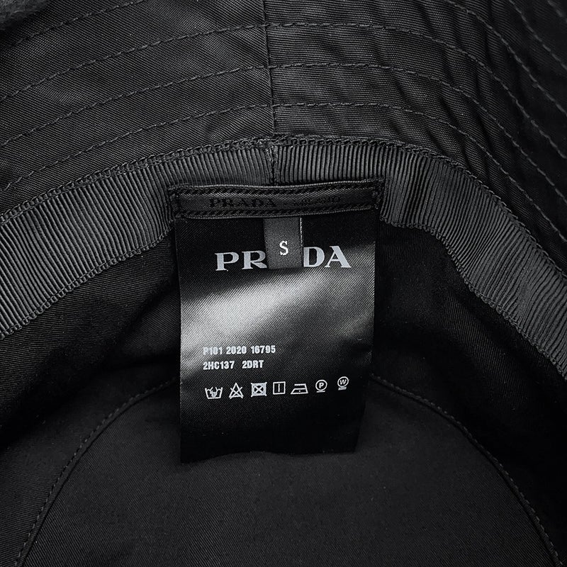 プラダ バケットハット Re-Nylon ロゴ サイズS 2HC137 PRADA 帽子 黒