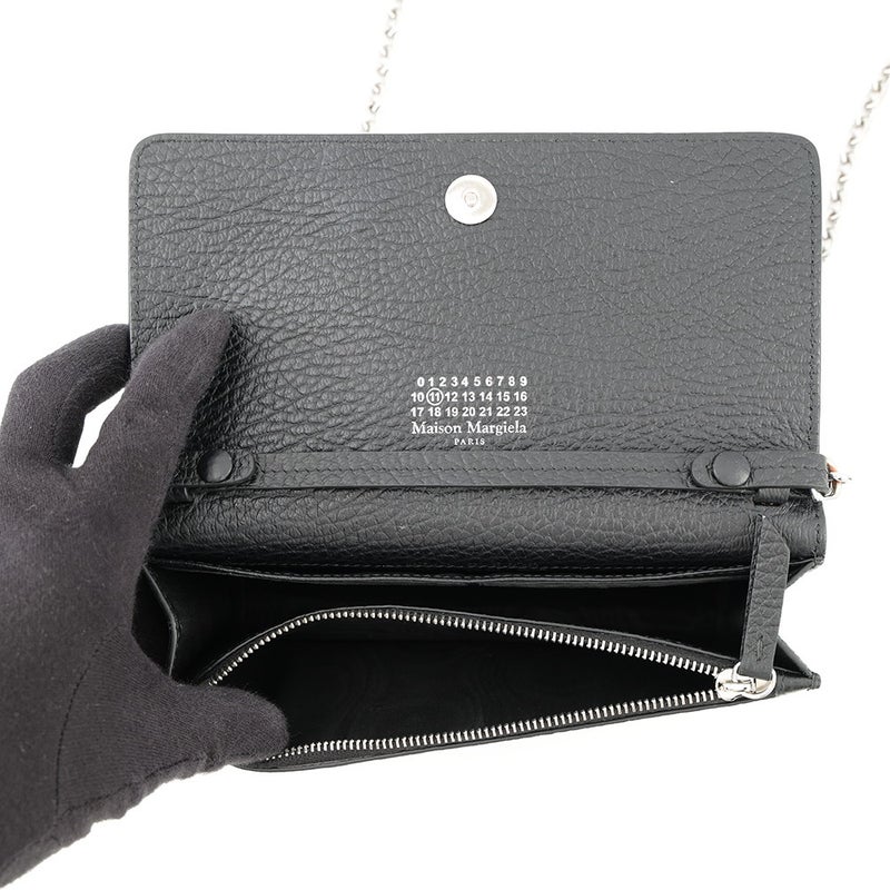 メゾンマルジェラ チェーンウォレット ４ステッチ グレイニーレザー SA3UI0008 Maison Margiela 財布 黒